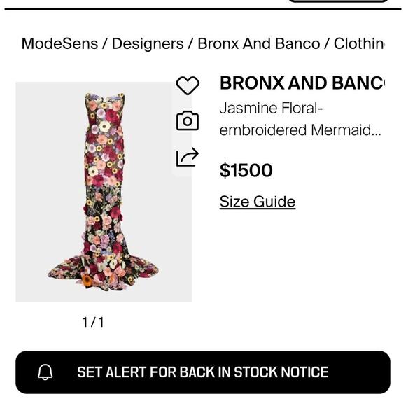 $1500 New Bronx and Banco Jasmine Multi Floral Embroidered Straples Gown Sz L /8 - Picture 7 of 16